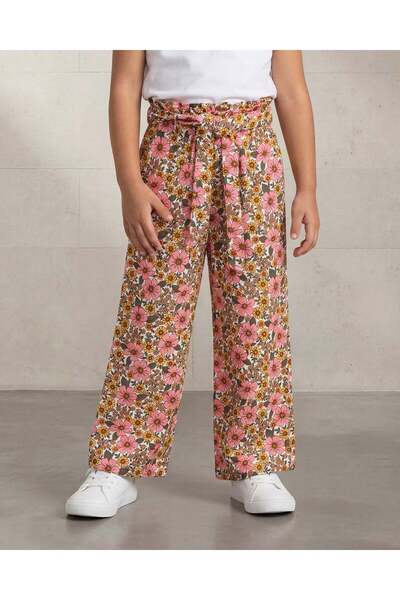 REDTAG Girls Floral All-Over Print Wide Leg Trousers