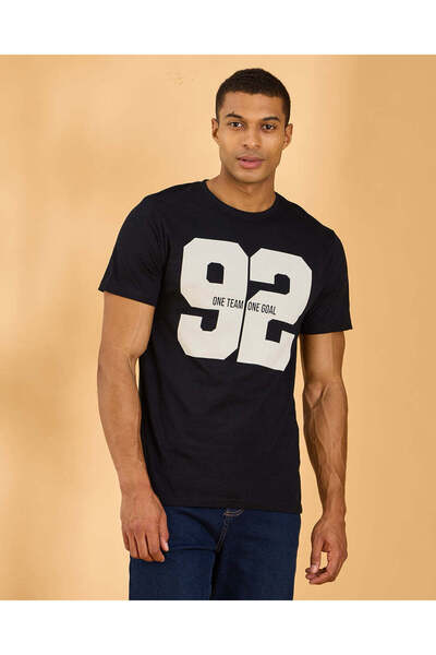 REDTAG Men Black Printed T-Shirt