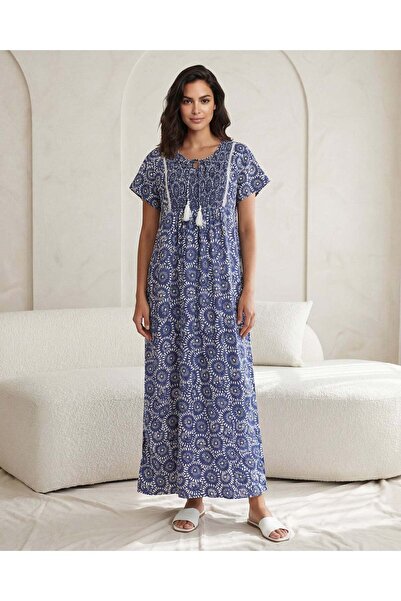 REDTAG قميص نوم نسائي أزرق مطبوع بالكامل