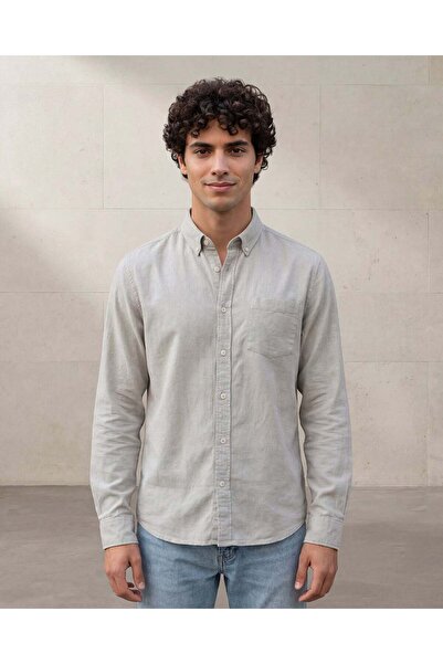 REDTAG قميص رجالي رمادي متوسط