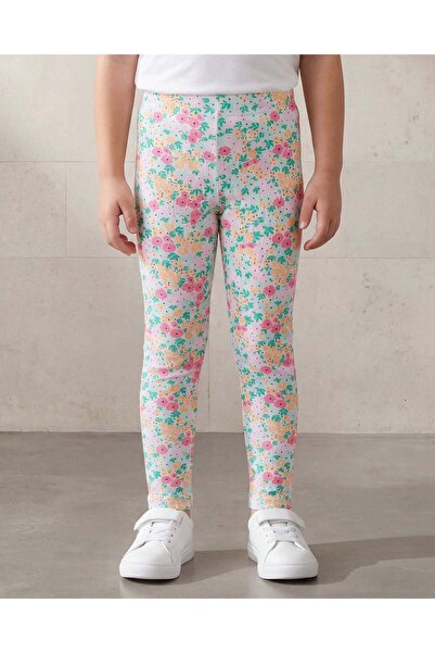 REDTAG Girls Assorted Floral Allover Print Rib Leggings