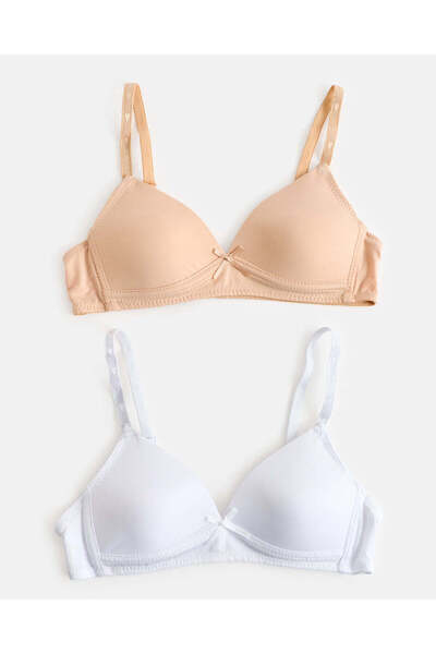REDTAG Senior Girls Plain White And Beige Padded Bra (Pack Of 2)