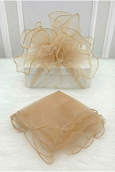 ZEYMERADE تول زينة كابتشينو بحواف ذهبية، زينة هدايا للعروس والعريس لحفلات الخ...