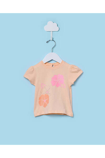 REDTAG Infant Girls Orange Printed T-Shirt