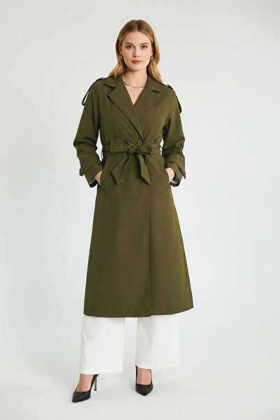 BIGNUANCE Modern Classic Khaki Trench Coat