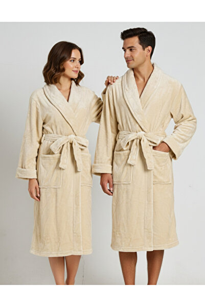 REDTAG روب حمام من الفلانيل البيج (مقاس كبير)