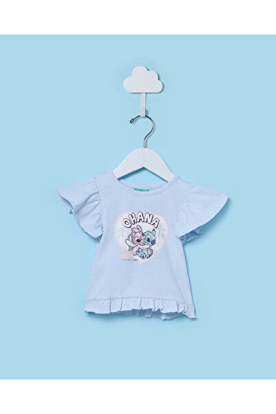 REDTAG Infant Girls Blue Embellished T-Shirt