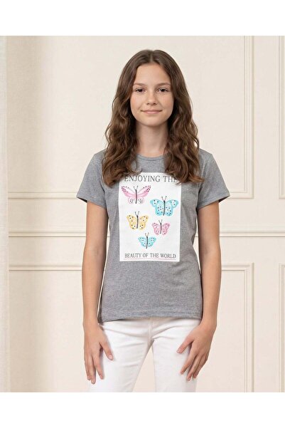 REDTAG تيشيرت بأكمام قصيرة مطبوع عليه شعار الطالبات في المرحلة الثانوية