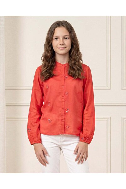 REDTAG Senior Girls Red Floral Long Sleeve Casual Blouse