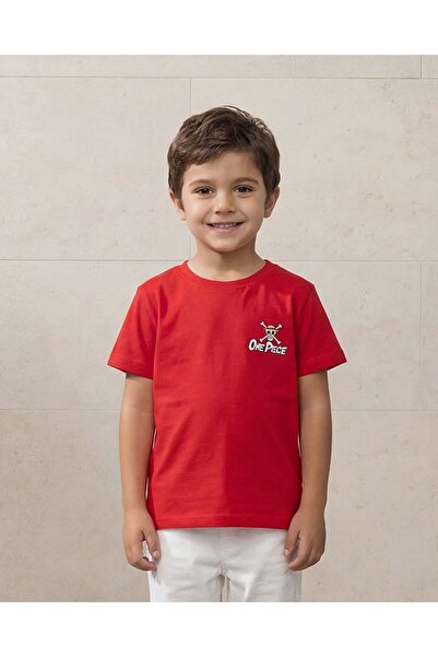 REDTAG Boys Red Printed T-Shirt
