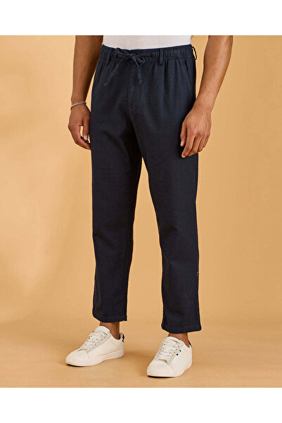 REDTAG Men Navy Plain Pull-On Pants