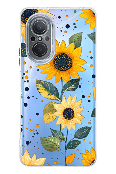 FLAMENKO حافظة هاتف شفافة بنمط زهرة الشمس متوافقة مع هاتف هواوي نوفا 9 SE