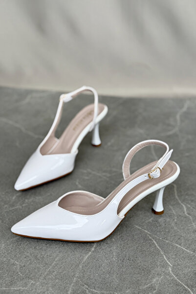 GOFFSHOES Women's Eleni Thin Heeled Shoes - White-Patent Leather