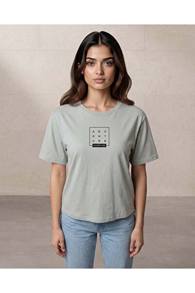 REDTAG Women Grey Placement Print Curved Hem Active Tee