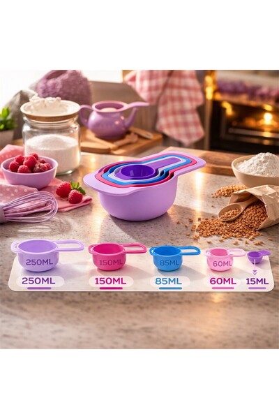 Nesto Home 5-Piece Measuring Spoon Set Colorful Plastic Measuring Cups