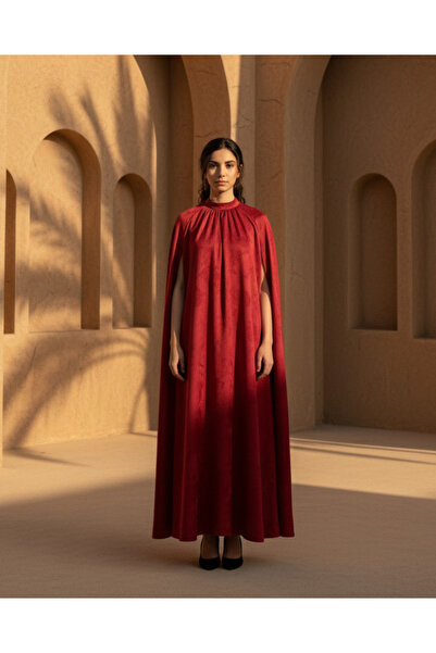 REDTAG قماش جاكار نسائي أحمر من الجاكار بأكمام طويلة