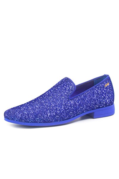 OEM Elegant Men's Loafers - Glitter Party Shoes, Slip-on, Rubber Sole - Blue, 43
