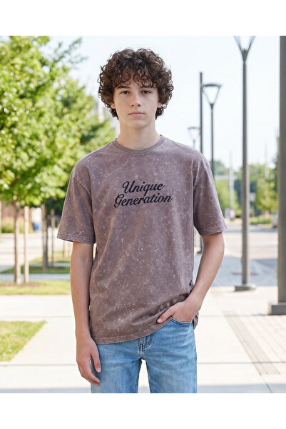 REDTAG Senior Boys Brown Printed T-Shirt