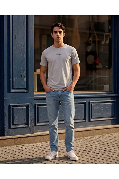 REDTAG Men Grey Printed T-Shirt