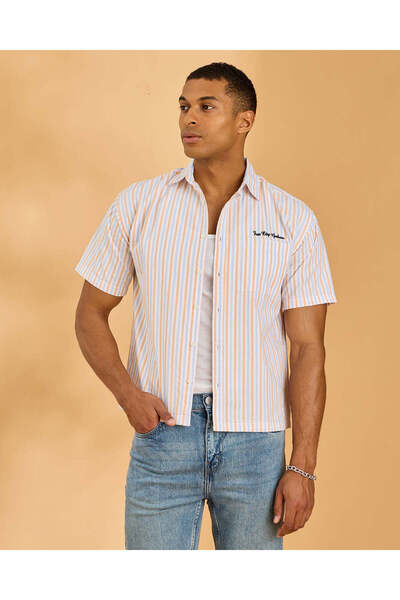 REDTAG Men Assorted Striped Boxy Fit Short Sleeve Shirt