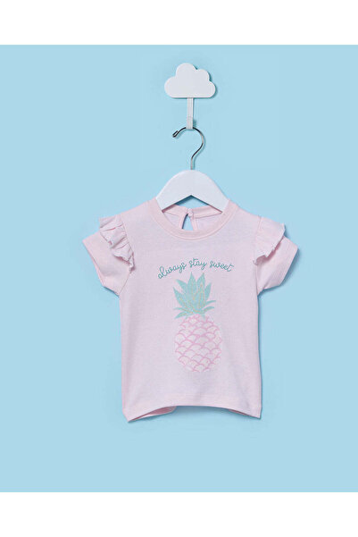 REDTAG Infant Girls Pink Embellished T-Shirt