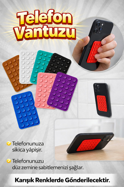 Mode Cool Telefon Vantuzu – Güçlü Yapışkanlı Kaymaz Silikon Telefon Tutucu (K...
