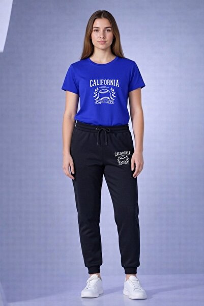 x-compass life Unisex California Printed Sports Set Oversize T-Shirt Sweatpan...