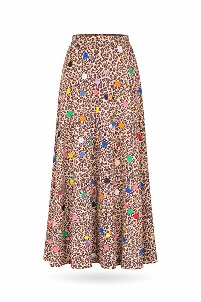 Eight Fashion Women's Long Multi-Colored Animal Patterned Viscose Skirt