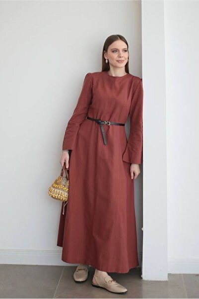 nizzell Premium Belt Detailed Long Hijab Dress |   Minimalist Stylish Daily O...