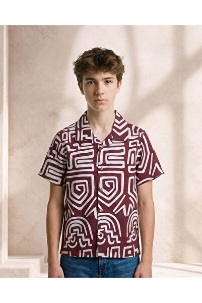 REDTAG قميص كاجوال للأولاد الكبار بطبعة صدأ كاملة