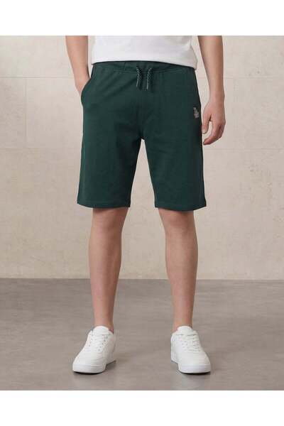 REDTAG Senior Boys Green Printed Active Shorts