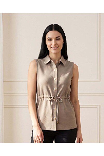 REDTAG Women Brown Drawstring Waist Sleeveless Top