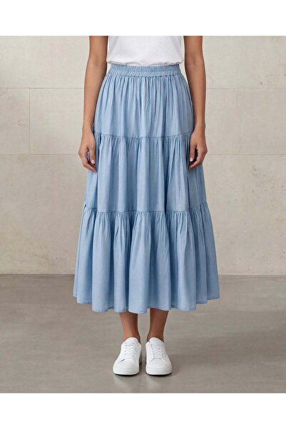 REDTAG Women Blue Gathered Casual Skirt