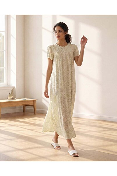 REDTAG قميص نوم نسائي أصفر مطبوع بأكمام قصيرة