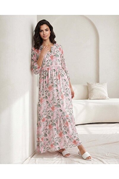 REDTAG قميص نوم نسائي وردي اللون بنقشة زهور كاملة