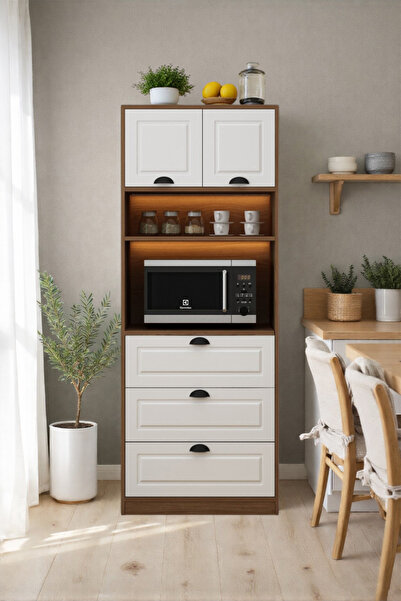 Avmpark Brave Membran Kapaklı Kahve Köşesi Çekmeceli Modül Fırın Raflı Led Iş...