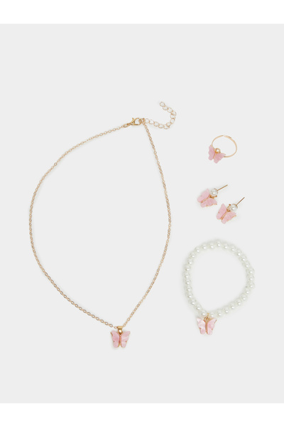 Styli طقم عقد فراشة مع سوار وخاتم وأقراط