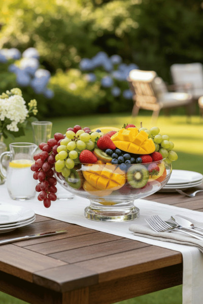 Jenisa El Yapımı Sade Cam Ayaklı Sunum Kasesi - Salata Kasesi Sunumluk 14x24 cm