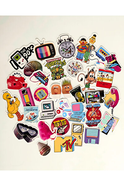 TT sticker Vintage Retro 90'lar Sticker Set Bullet Journal Ajanda Laptop Tabl...