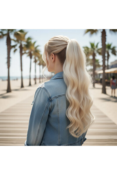 Zeysum Platin Tokalı Dalgalı At Kuyruğu Kabarık Pençe Tokalı Postiş 200 gr 70 cm