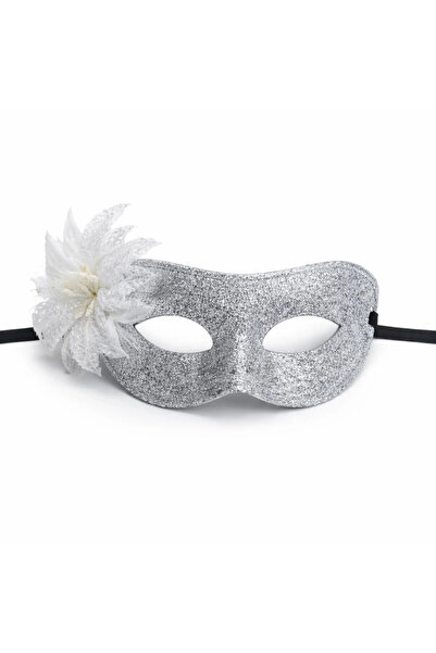 magicool Silver glitter feather prom mask – women's party masquerade mask