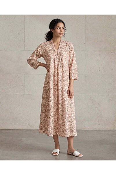 REDTAG قميص نوم نسائي بأكمام طويلة بلون الخوخ