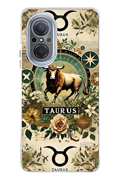 FLAMENKO Huawei Nova 9 Se Compatible Taurus Patterned Transparent Phone Case