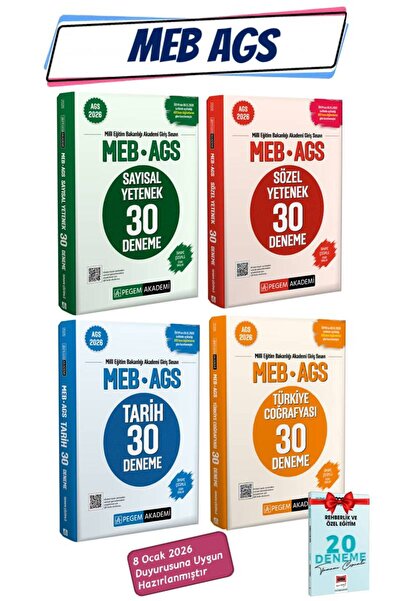Pegem Akademi Yayıncılık 2026 Pegem MEB AGS Sayısal Yetenek 30 Deneme+AGS Söz...