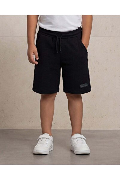 REDTAG Boys Black Seearsucker Shorts