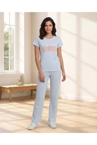 REDTAG طقم بيجاما نسائي باللون الأزرق الفاتح بنقشة مميزة