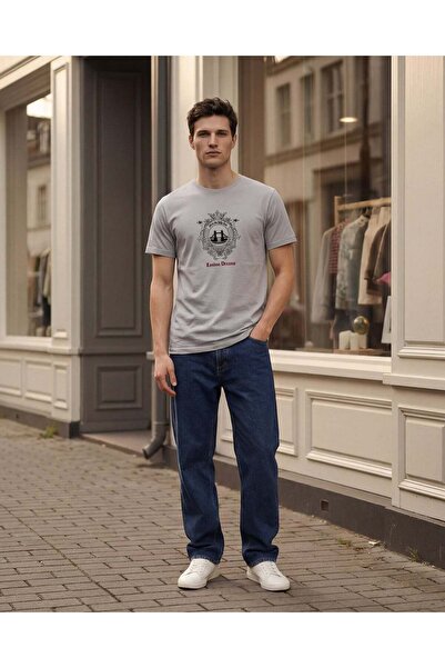 REDTAG تي شيرت رمادي مطبوع للرجال