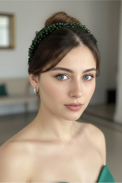Happyline Green Beaded Henna Hair Accessory Henna Accessory after Party Birth...