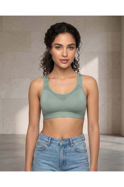 REDTAG Women Sage Green High Support Sports Bra