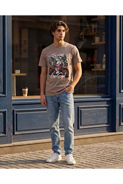 REDTAG Men Brown Printed T-Shirt